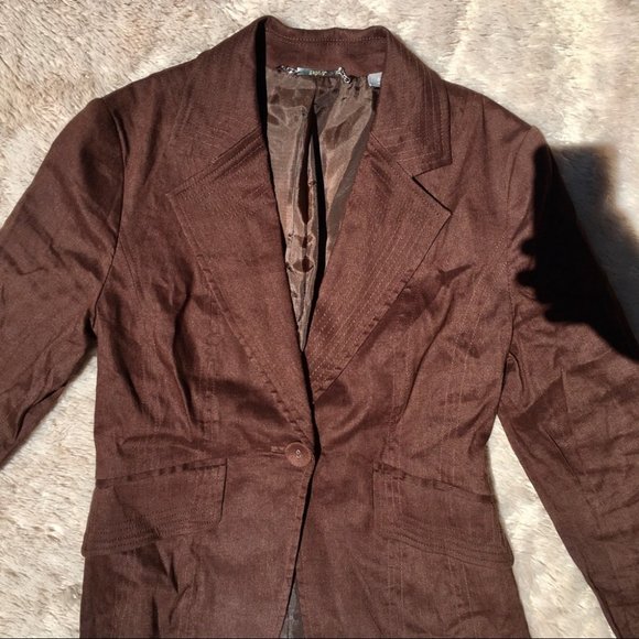 Apt. 9 Women’s Brown Blazer Linen Size 4 - Picture 5 of 8